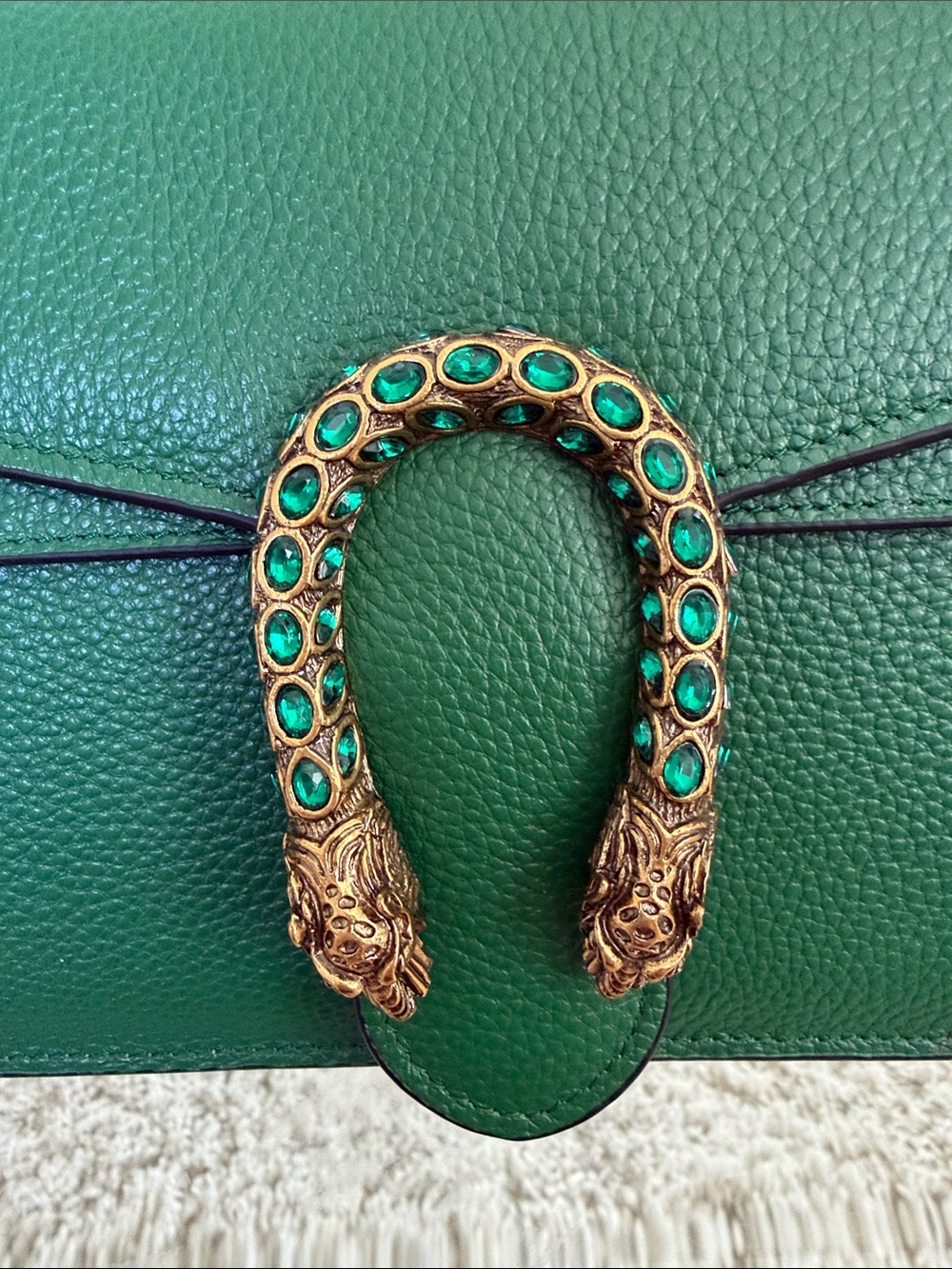 Designer Inspired Green PU Leather Shoulder Bag with Embellished Horsebit Accent - Picture 3 of 9